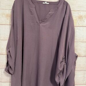 Maurices Purple Oversized Tunic with V-Neck and Relaxed Sleeves